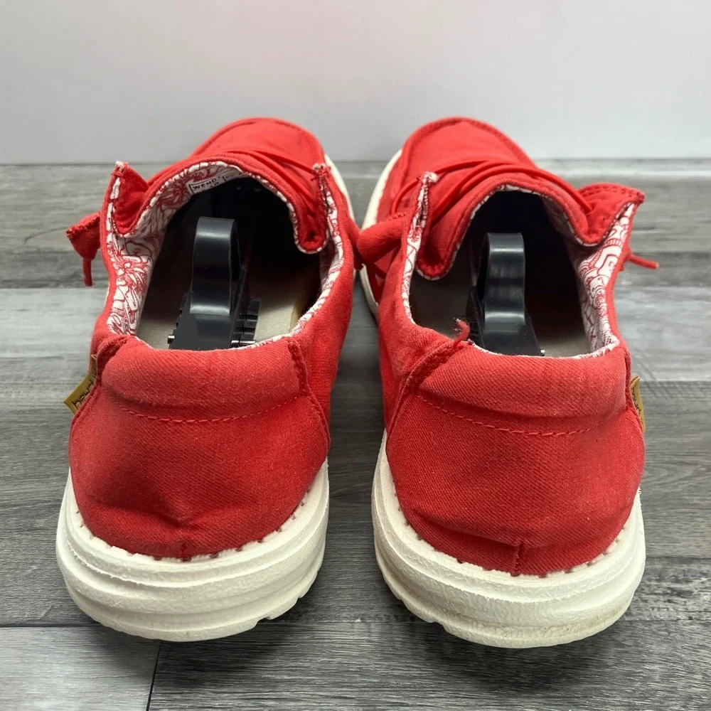 Hey Dude Wendy Red Canvas Slip On Loafers Womens Size 10 121416800 - Picture 4 of 7